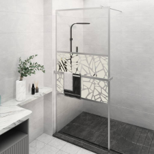 vidaXL króm ESG üveg és alumínium zuhanyfal polccal 100 x 195 cm kád, zuhanykabin