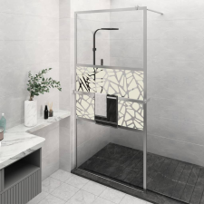 vidaXL króm ESG üveg és alumínium zuhanyfal polccal 115x195 cm kád, zuhanykabin
