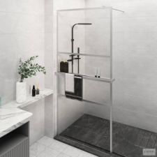 vidaXL króm ESG üveg és alumínium zuhanyfal polccal 80x195 cm kád, zuhanykabin