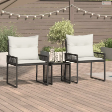 vidaXL Kültéri Bútor Szett 7 pcs Fekete és krémfehér polirattan kerti bútor