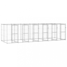 vidaXL Kültéri horganyozott acél kutyakennel 14,52 m² szállítóbox, fekhely kutyáknak