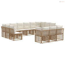 vidaXL Kültéri kanapé szett 13 pcs Természetes és Krémszínű Fehér kerti bútor
