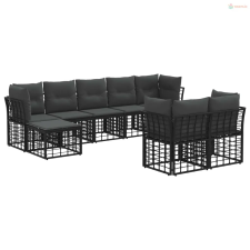 vidaXL Kültéri kanapé szett 6 pcs Fekete és Sötétszürke Poliészter kerti bútor