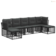 vidaXL Kültéri kanapé szett párnával 4 pcs Fekete Poliészter kerti bútor