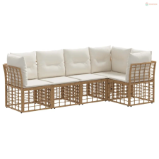 vidaXL Kültéri kanapé szett párnával 5 pcs Természetes Poliészter kerti bútor