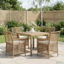 vidaXL Kültéri szék párnával 4 pcs Beige és krém polirattan kerti bútor