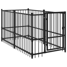 vidaXL Kutyakennel 193,5x97x100cm, acél, fekete szállítóbox, fekhely kutyáknak