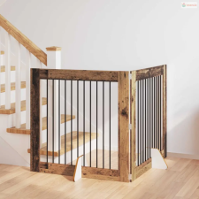 vidaXL Kutyakerítés állványokkal 2 pcs Antik Fa 100 x 100 cm kutyafelszerelés