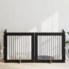 vidaXL Kutyakerítés állványokkal 4 pcs Fekete Tölgy 100 x 100 cm kutyafelszerelés