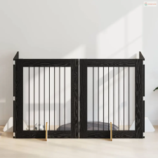 vidaXL Kutyakerítés állványokkal 4 pcs Fekete Tölgy 80 x 100 cm kutyafelszerelés