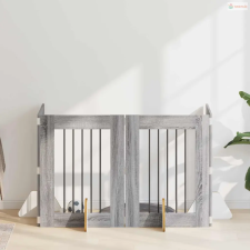 vidaXL Kutyakerítés állványokkal 4 pcs Szürke Sonoma 60 x 80 cm kutyafelszerelés