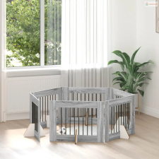 vidaXL Kutyakerítés állványokkal 6 pcs Szürke Sonoma 80 x 60 cm kutyafelszerelés