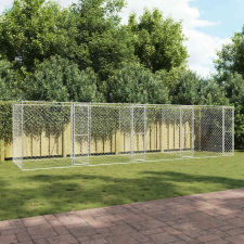 vidaXL Kutyaketrec Ezüst 800 x 200 x 200 cm Horganyzott acél szállítóbox, fekhely kutyáknak