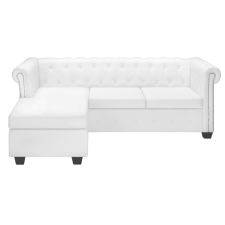 vidaXL L-alakú fehér műbőr Chesterfield kanapé (245537) bútor