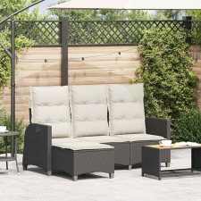 vidaXL L-alakú fekete polyrattan fekvő kerti kanapé párnákkal kerti bútor