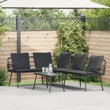 vidaXL L-alakú kanapé Fekete 231x173x78 cm Polirattan kerti bútor
