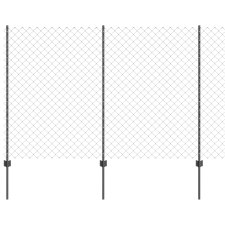 vidaXL Lánc Kerítés 20 U Poszttal Szürke 1.6x10 m Acél (3336272) építőanyag