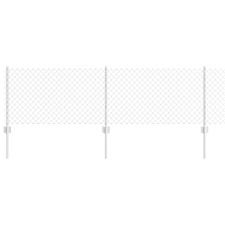 vidaXL Lánc Link Kerítés 10 U Oszloppal Ezüst 0.6x10 m Acél (3336286) építőanyag