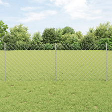 vidaXL láncfalas kerítés 10 U posttal Ezüst 0.8x10 m Acél építőanyag