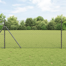vidaXL Lánckerítés 13 oszloppal 1.2x25 m Galvanizált acél Szürke építőanyag