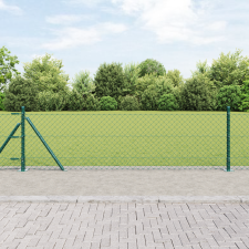 vidaXL Láncos kerítés 13 peremes oszloppal 0,4x25 m Galvanizált acél építőanyag
