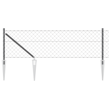 vidaXL láncos kerítés 13 tüskeoszloppal 0.6x25 m galvanizált acélból (3351191) építőanyag