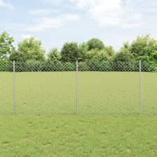 vidaXL láncos kerítés 20 U oszloppal Ezüst 1x10 m Acél építőanyag