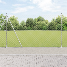 vidaXL Láncos Kerítés 7 Flancos Oszloppal 1.5x10 m Horganyzott Acélból építőanyag