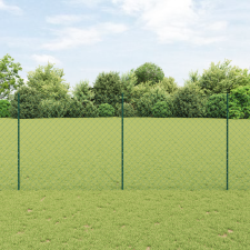 vidaXL Láncszem Kerítés 22 U Oszloppal Zöld 1.4x25 m Acél építőanyag