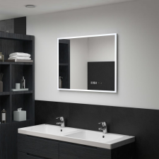 vidaXL LED-es tükör érintésérzékelővel és időkijelzővel 80 x 60 cm fürdőszoba kiegészítő