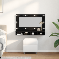 vidaXL LED Tükrös Szekrény Fekete Tölgy - 90x31.5x62 cm fürdőszoba bútor