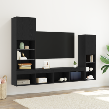 vidaXL LED TV Szekrény Fekete tölgy 30.5x30x102 cm Műanyag bútor