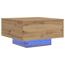 vidaXL LED világítással ellátott dohányzóasztal, műgyanta tölgy, 55x55x31 cm (862995) bútor