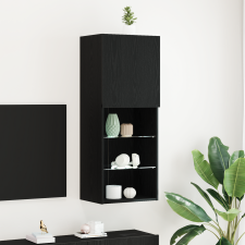 vidaXL LED világítással ellátott TV szekrény fekete tölgy 40,5x30x102 cm bútor