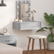 vidaXL LED világítással rendelkező falra akasztható sminkasztal Szürke sonoma bútor