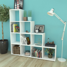 vidaXL Lépcsőzetes könyvespolc 142 cm fehér bútor