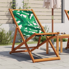 vidaXL levélmintás eukaliptuszfa és szövet összecsukható strandszék kerti bútor