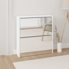 vidaXL magasfényű fehér 2-szintes cipőszekrény tükörrel 63 x 17 x 67cm bútor