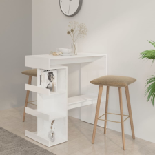 vidaXL magasfényű fehér bárasztal tárolópolccal 100 x 50 x 101,5 cm bútor