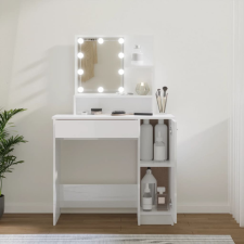 vidaXL magasfényű fehér fésülködőasztal LED-del 86,5 x 35 x 136 cm bútor