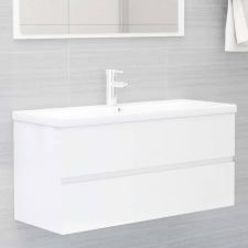vidaXL magasfényű fehér forgács mosdószekrény beépített kagylóval fürdőszoba bútor