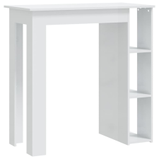 vidaXL magasfényű fehér forgácslap bárasztal polccal 102x50x103,5 cm (809464) bútor