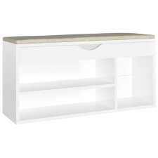 vidaXL magasfényű fehér forgácslap cipőtároló pad párnával 104x30x49cm (326756) bútor