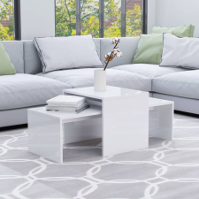 vidaXL magasfényű fehér forgácslap dohányzóasztal szett 100x48x40 cm bútor