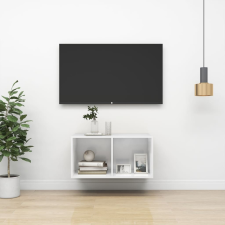 vidaXL magasfényű fehér forgácslap fali TV-szekrény 37 x 37 x 72 cm bútor