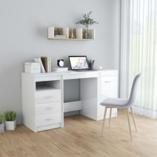 vidaXL Magasfényű fehér forgácslap íróasztal 140 x 50 x 76 cm íróasztal