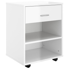vidaXL magasfényű fehér forgácslap kerekes szekrény 46x36x59 cm (808473) bútor