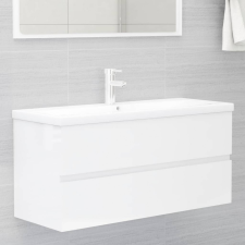 vidaXL Magasfényű fehér forgácslap mosdószekrény 100 x 38,5 x 45 cm fürdőszoba bútor
