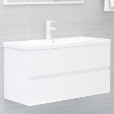 vidaXL magasfényű fehér forgácslap mosdószekrény 90 x 38,5 x 45 cm fürdőszoba bútor