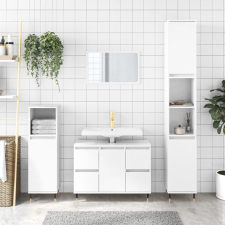 vidaXL magasfényű fehér műfa fürdőszobaszekrény 80 x 33 x 60 cm fürdőszoba bútor